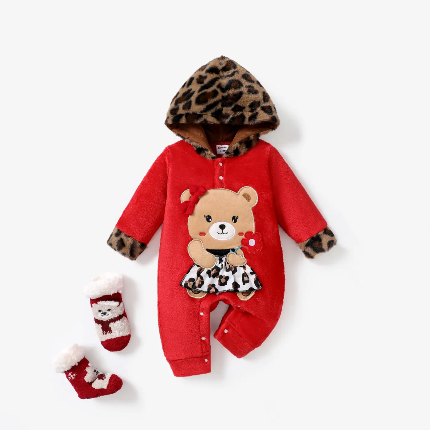 Baby Girl Christmas Bear Animal Jumpsuit/Socks