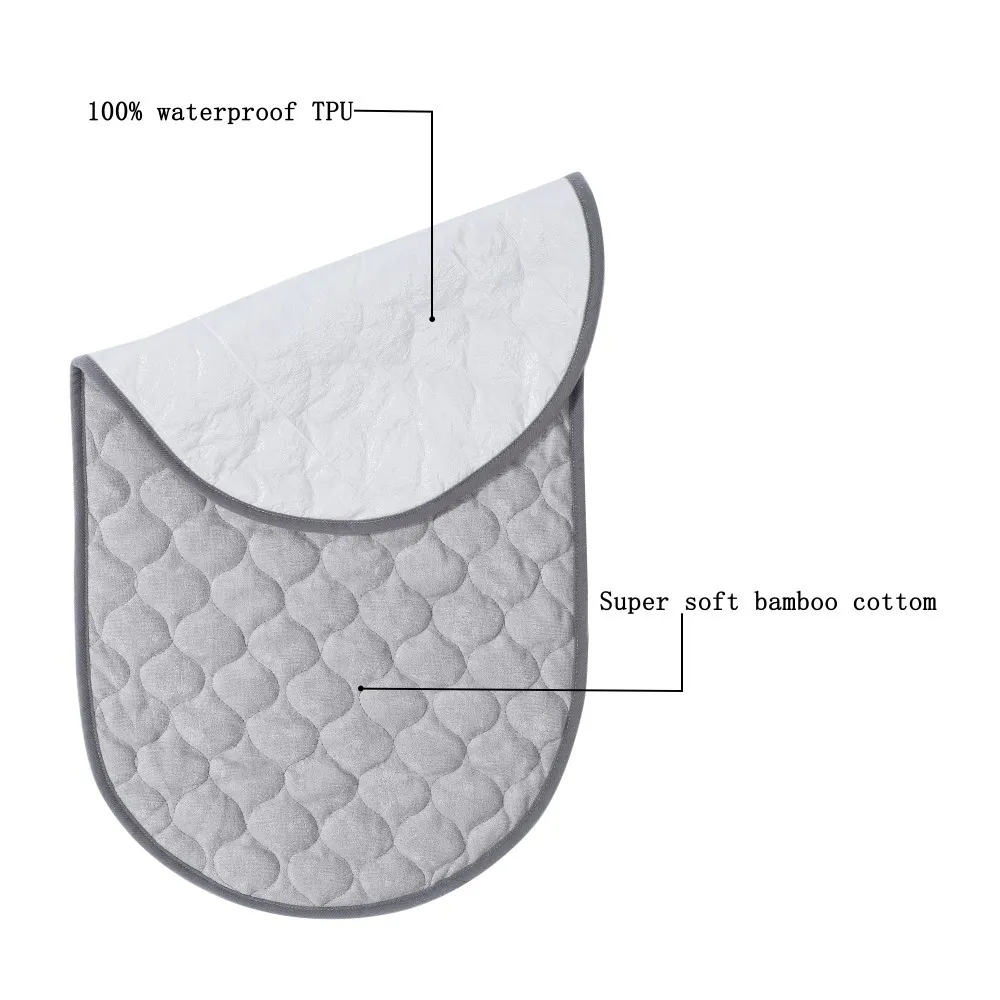1pcs Reusable Waterproof Bamboo Cotton Baby Diaper Changing Pad Grey image 3