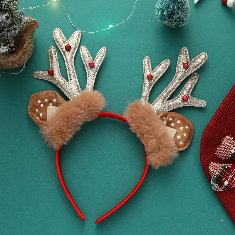 Christmas Greet Bell Elk Antler Red Headband for Toddler/kids/adult