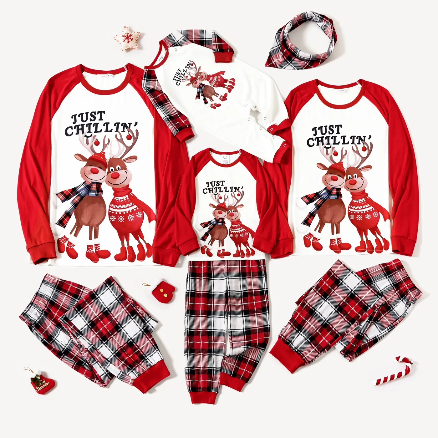 Christmas Family Matching Reindeer Print Long-sleeve Pajamas Sets(Flame Resistant)