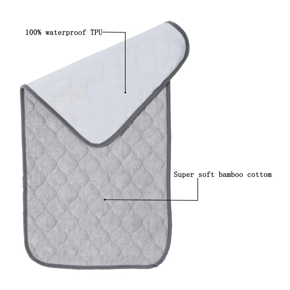 1pcs Reusable Waterproof Bamboo Cotton Baby Diaper Changing Pad Light Grey