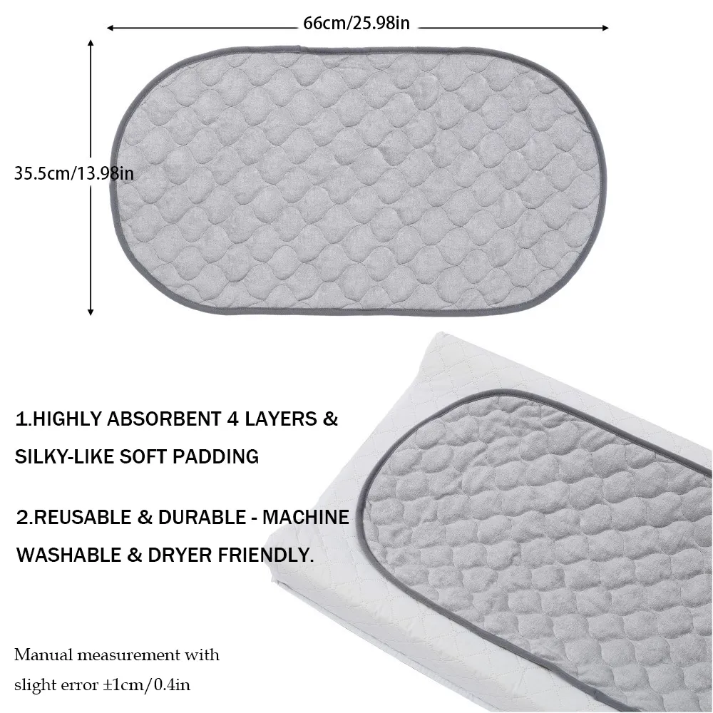 1pcs Reusable Waterproof Bamboo Cotton Baby Diaper Changing Pad Grey image 4