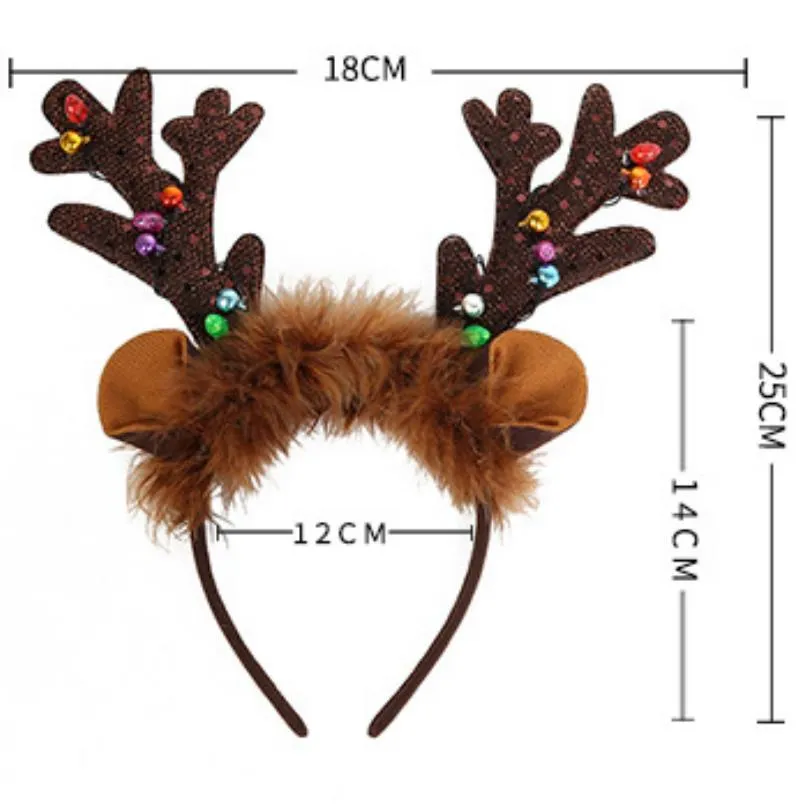 Christmas Antler Hair Glow Headband Party Dressup for Children Brown big image 1