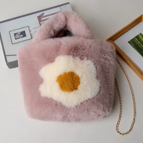 Toddler/kids/adult  Fashionable Plush Handbag with Egg Flower Pattern