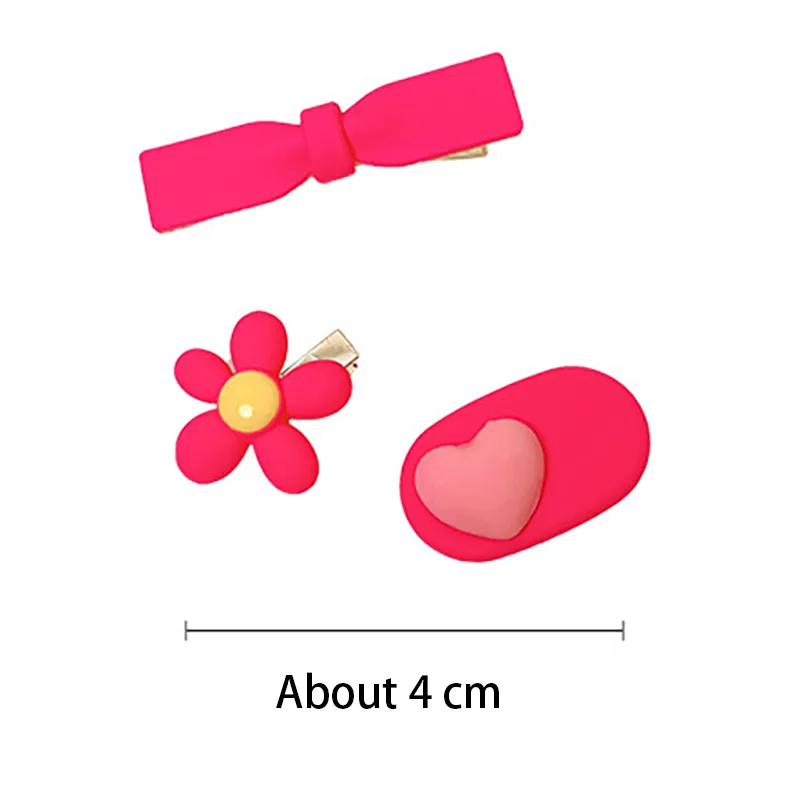 2-pack adulto / crianças / criança / bebê rosa em forma de coração franja, grampos de cabelo quebrado Rosa big image 1