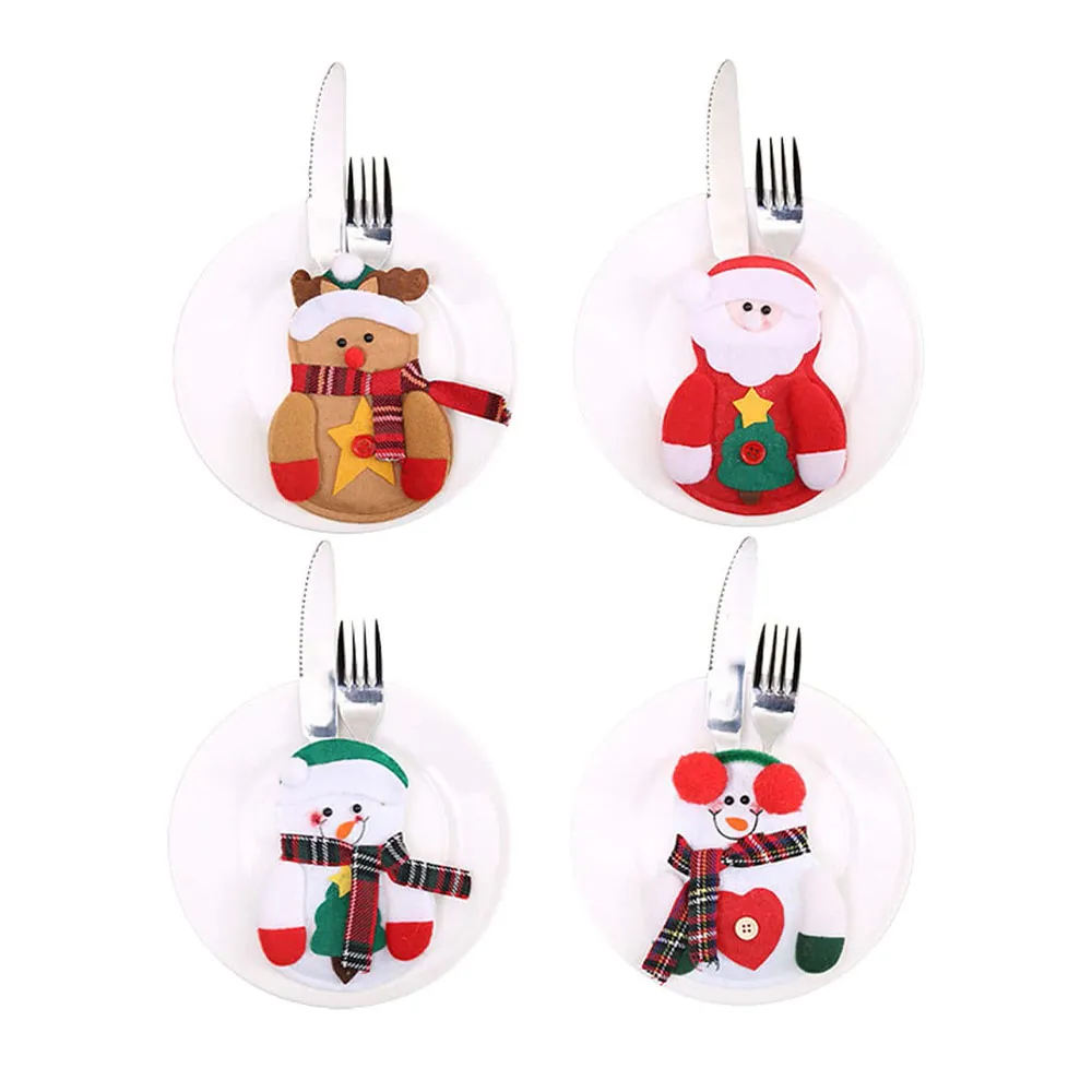 4pcs Christmas Cutlery Bags MultiColour big image 1