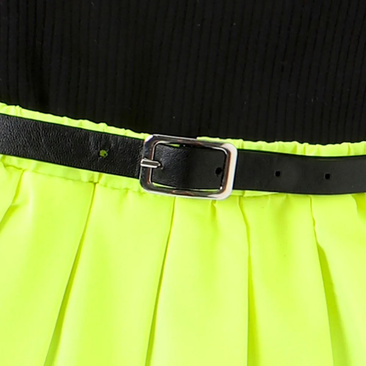 4PCS Toddler Girl  Solid Color Avant-garde Lapel Jacket/Vest/ Skirt/Belt Set Color block image 6