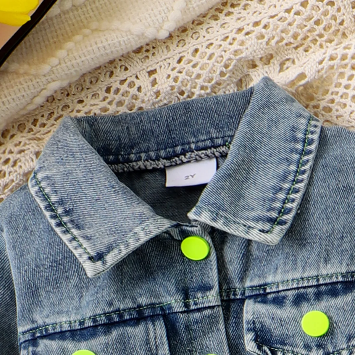 4PCS Toddler Girl  Solid Color Avant-garde Lapel Jacket/Vest/ Skirt/Belt Set Color block image 4