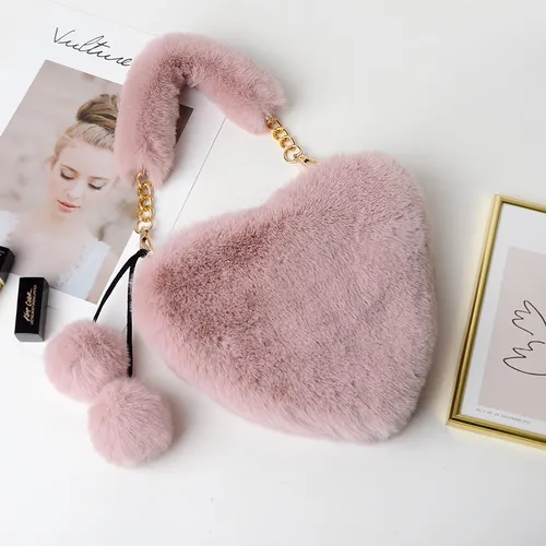 Children/adult Stylish Plush Heart Handbag