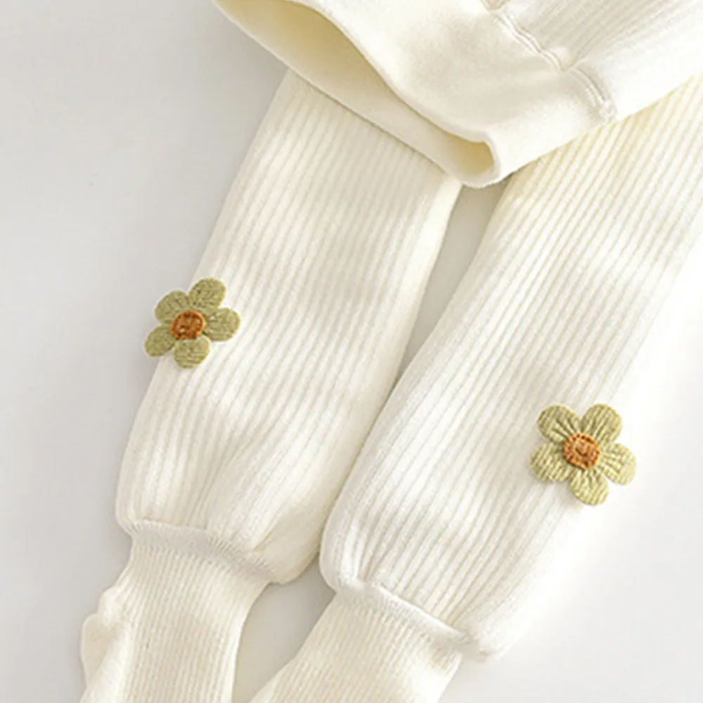 Sunflower-decorated velvet thickened leggings for Children  image 2