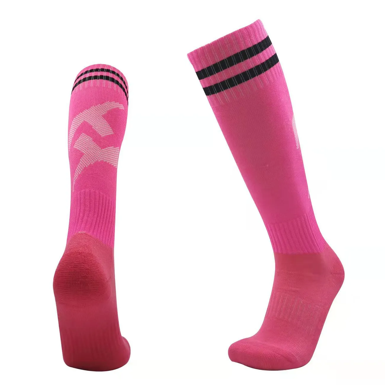 Pink and Black Soccer Socks Hot Pink big image 1