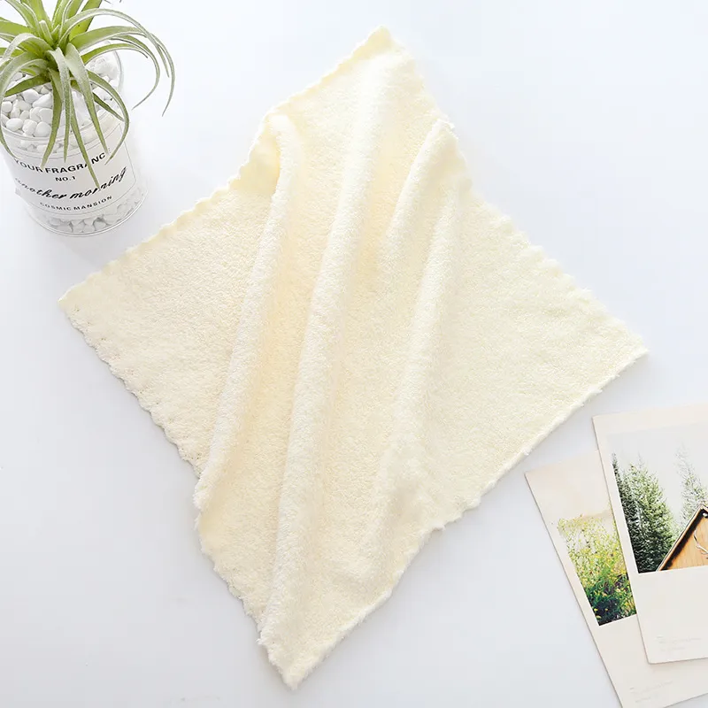 3pcs Baby Washcloths Microfiber Coral Fleece Extra Absorbent and Soft Creamy White