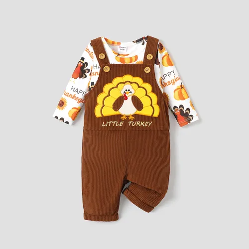   2PCS Baby Boy Thanksgiving Camisole Top/Overall