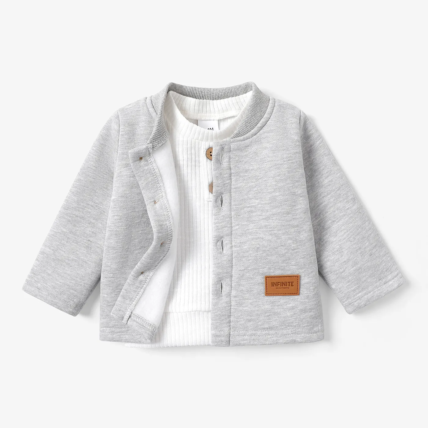 Baby Boy/Girl Solid Color Casual  Long Sleeves Jacke/Tee Set   image 2