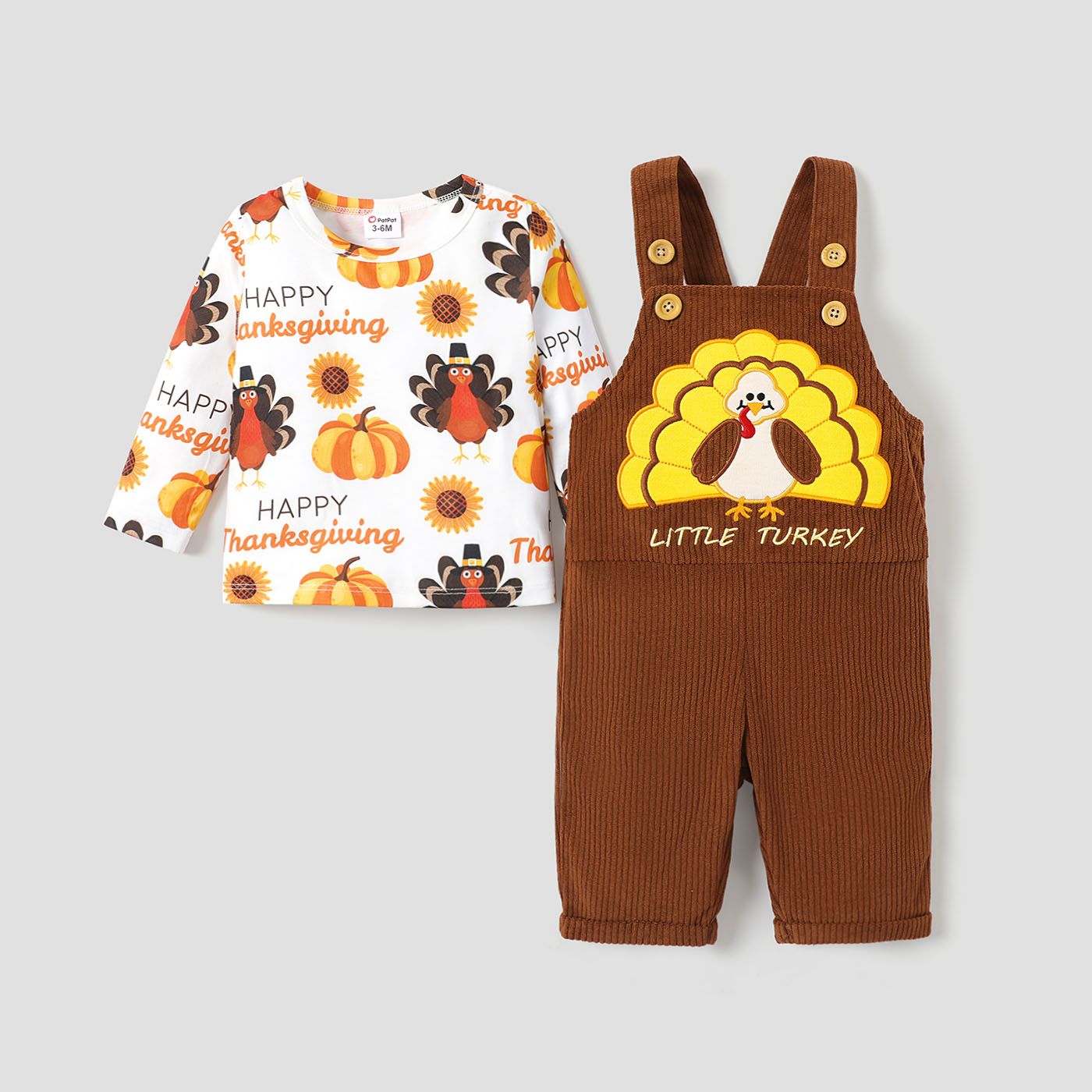 2PCS Baby Boy Thanksgiving Camisole Top/Overall