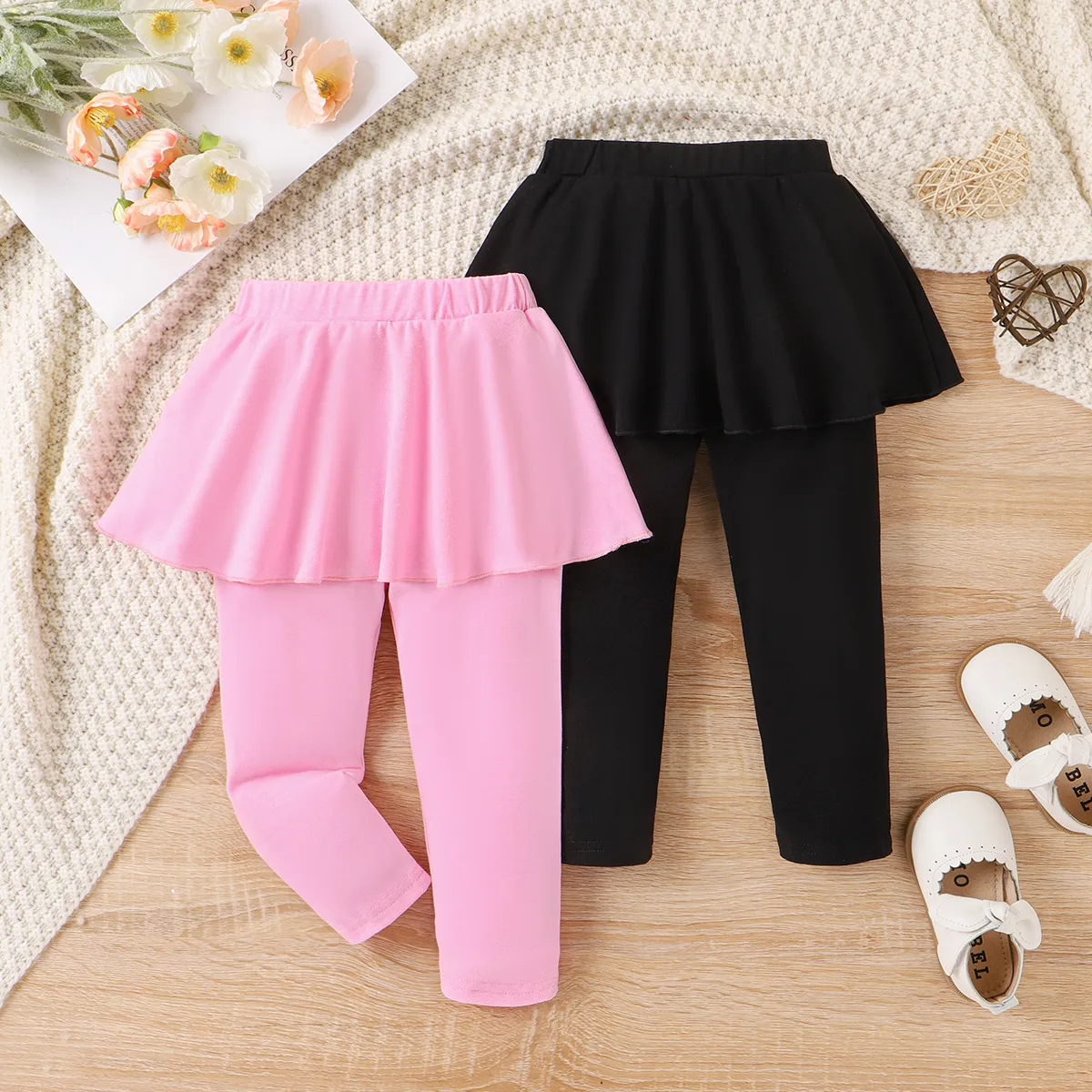 Toddler Girl Casual Solid Ruffle Leggings Pants 