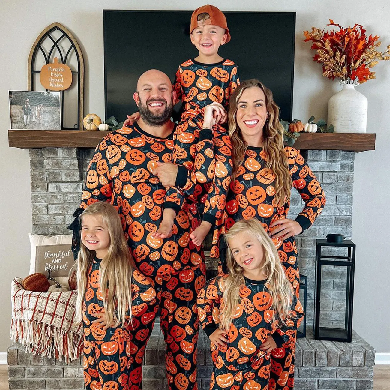 Halloween Look Familial Manches longues Tenues de famille assorties Pyjamas (Flame Resistant) multicolore big image 1