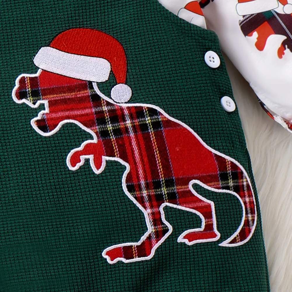 2PCS Baby Boy Christmas Childlike Animal Dinosaur Pattern Top/Overalls big image 7