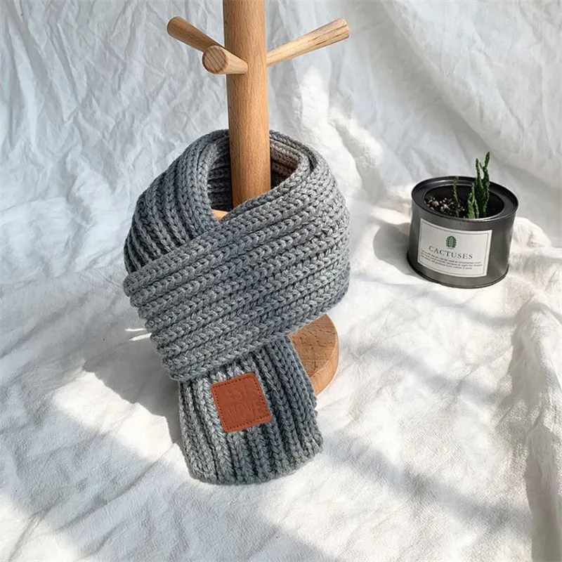 Basic thickened Warm knitted scarf for Toddler/kids/adult Grey image 4
