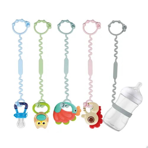嬰兒矽膠防丟鏈，用於安撫奶嘴、奶瓶、杯子和玩具