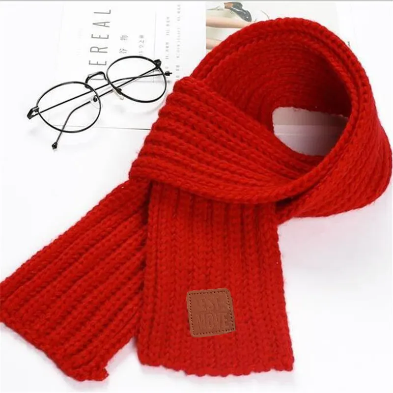 Einfacher verdickter warmer Strickschal für Kleinkinder/Kinder/Erwachsene rot image 4