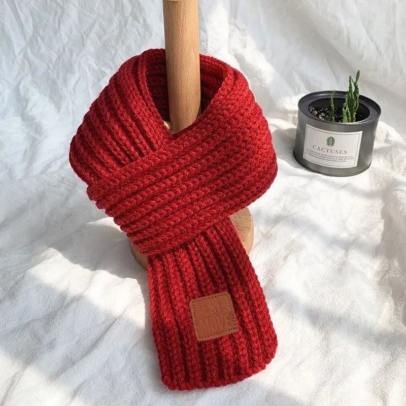 Einfacher verdickter warmer Strickschal für Kleinkinder/Kinder/Erwachsene rot image 5