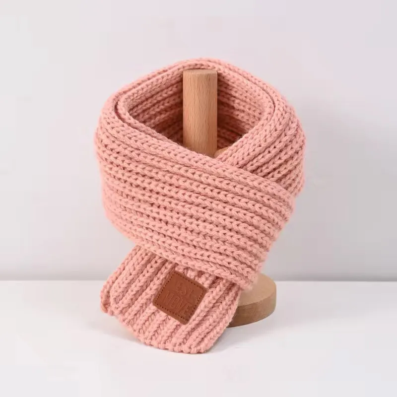 Einfacher verdickter warmer Strickschal für Kleinkinder/Kinder/Erwachsene rosa big image 1