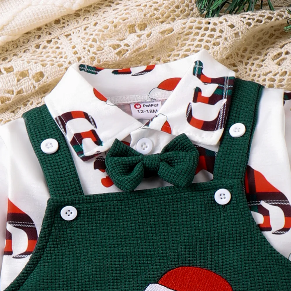 2PCS Baby Boy Christmas Childlike Animal Dinosaur Pattern Top/Overalls big image 5