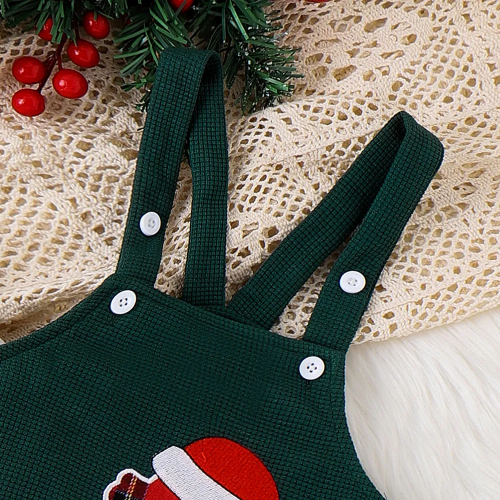 2PCS Baby Boy Christmas Childlike Animal Dinosaur Pattern Top/Overalls big image 6