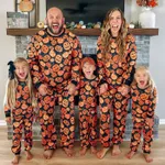 Halloween Family Matching Pumpkin Print Pajamas Sets (Flame Resistant) MultiColour image 2
