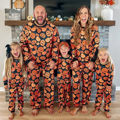 Dia das Bruxas Look de família Manga comprida Conjuntos de roupa para a família Pijamas (Flame Resistant)
