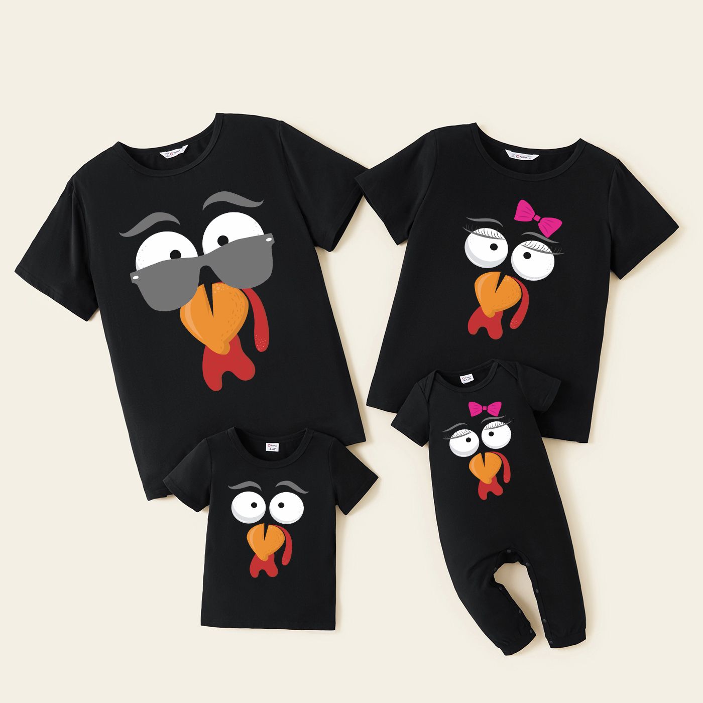 

Thanksgiving Family Matching Turkey Print Short-sleeve Cotton Tops