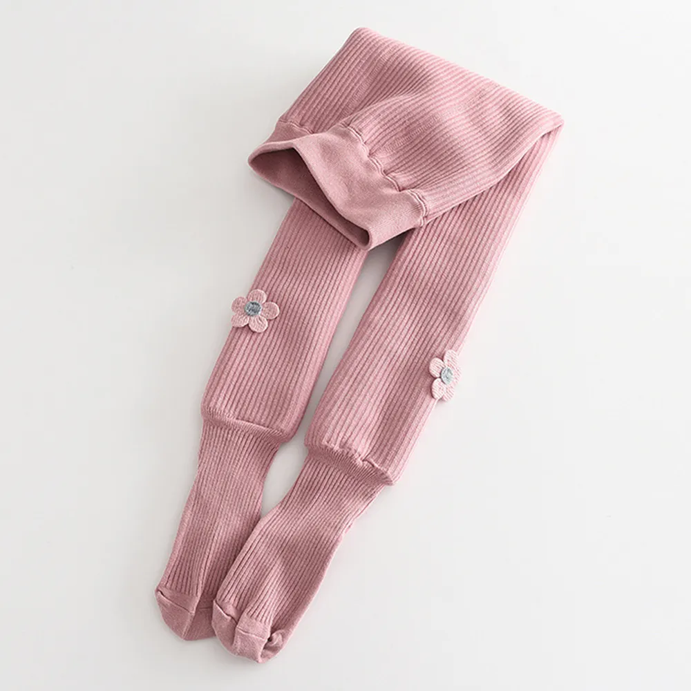 Sunflower-decorated velvet thickened leggings for Children Pink