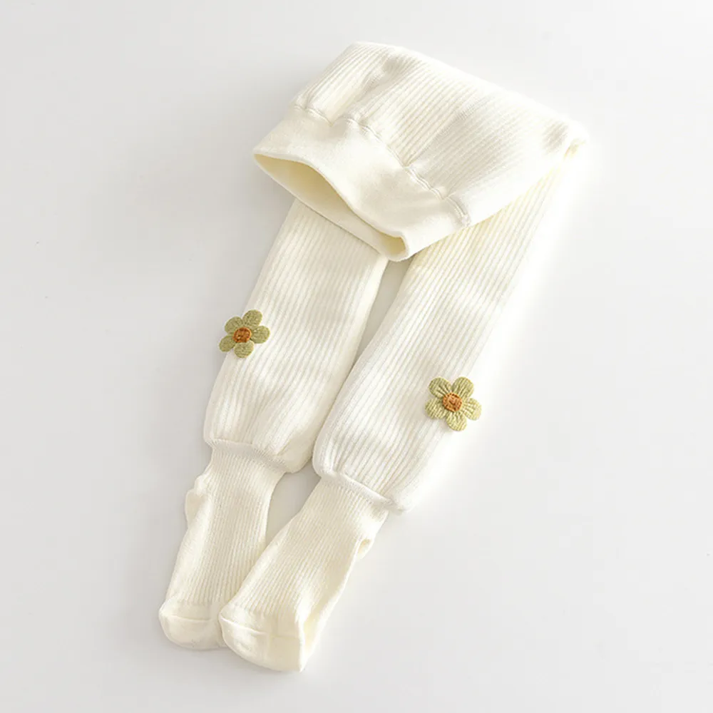 Sunflower-decorated velvet thickened leggings for Children  big image 1