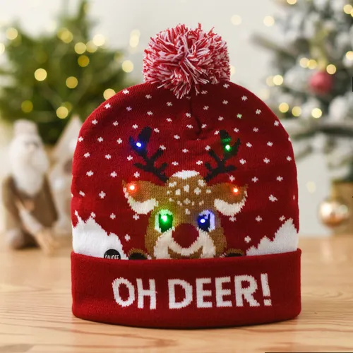 Toddler/kids Favorite  Christmas light-up knitted holiday warm hat