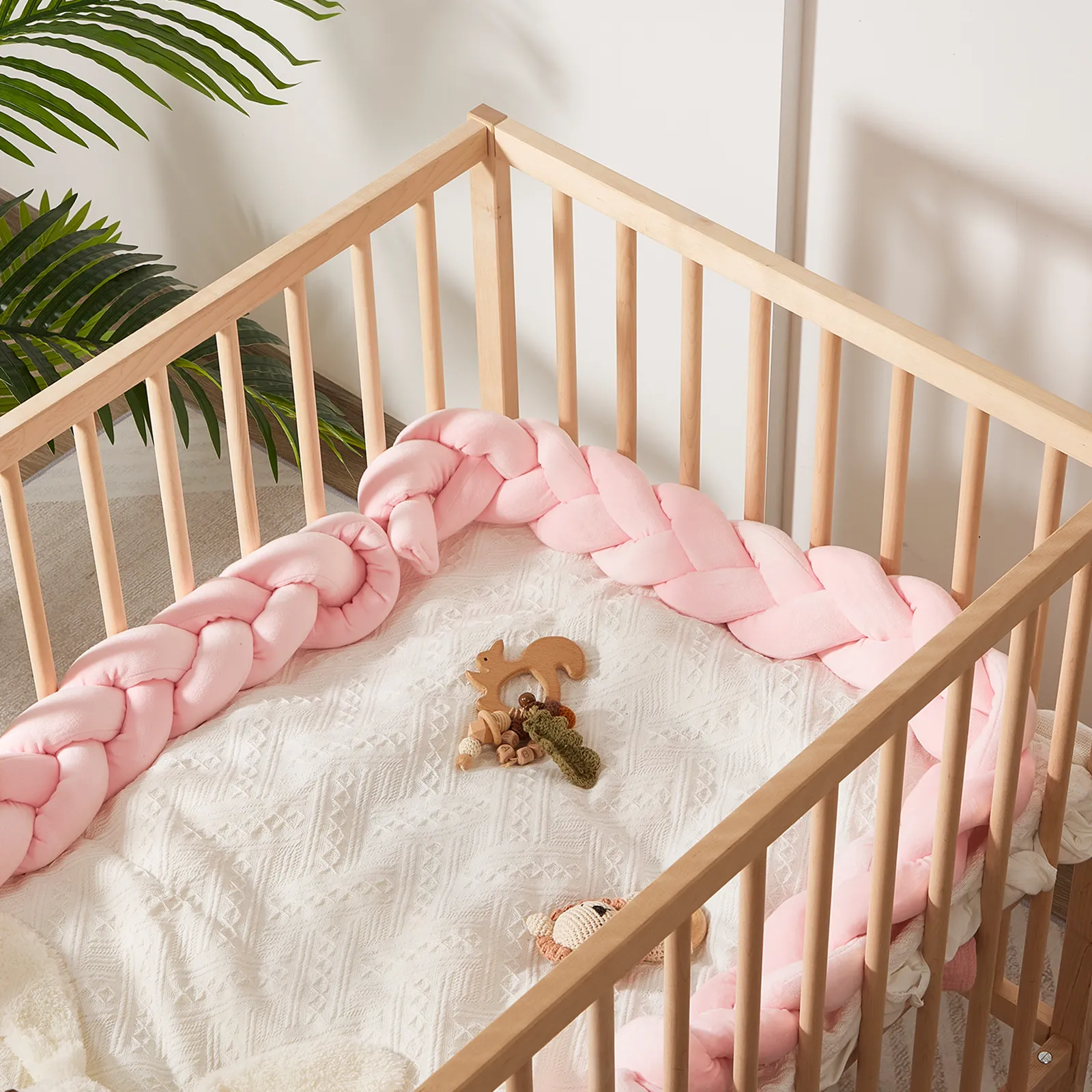 Baby Bed Bumper with Anti-Collision Design Pink image 4