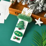 Paquete de 4 juegos de accesorios para el cabello de broche de horquilla de regalo de Navidad para niños pequeños / niños Verde