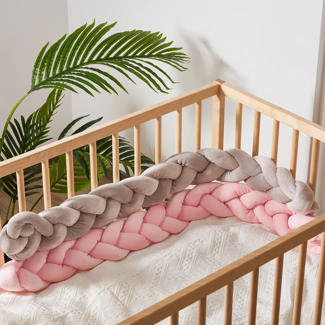 مصد سرير الطفل مع تصميم مضاد للتصادم اللون الرمادي big image 1