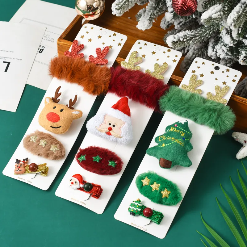 4-pack Toddler/kids Christmas gift hairpin brooch hair accessories set Khaki image 4