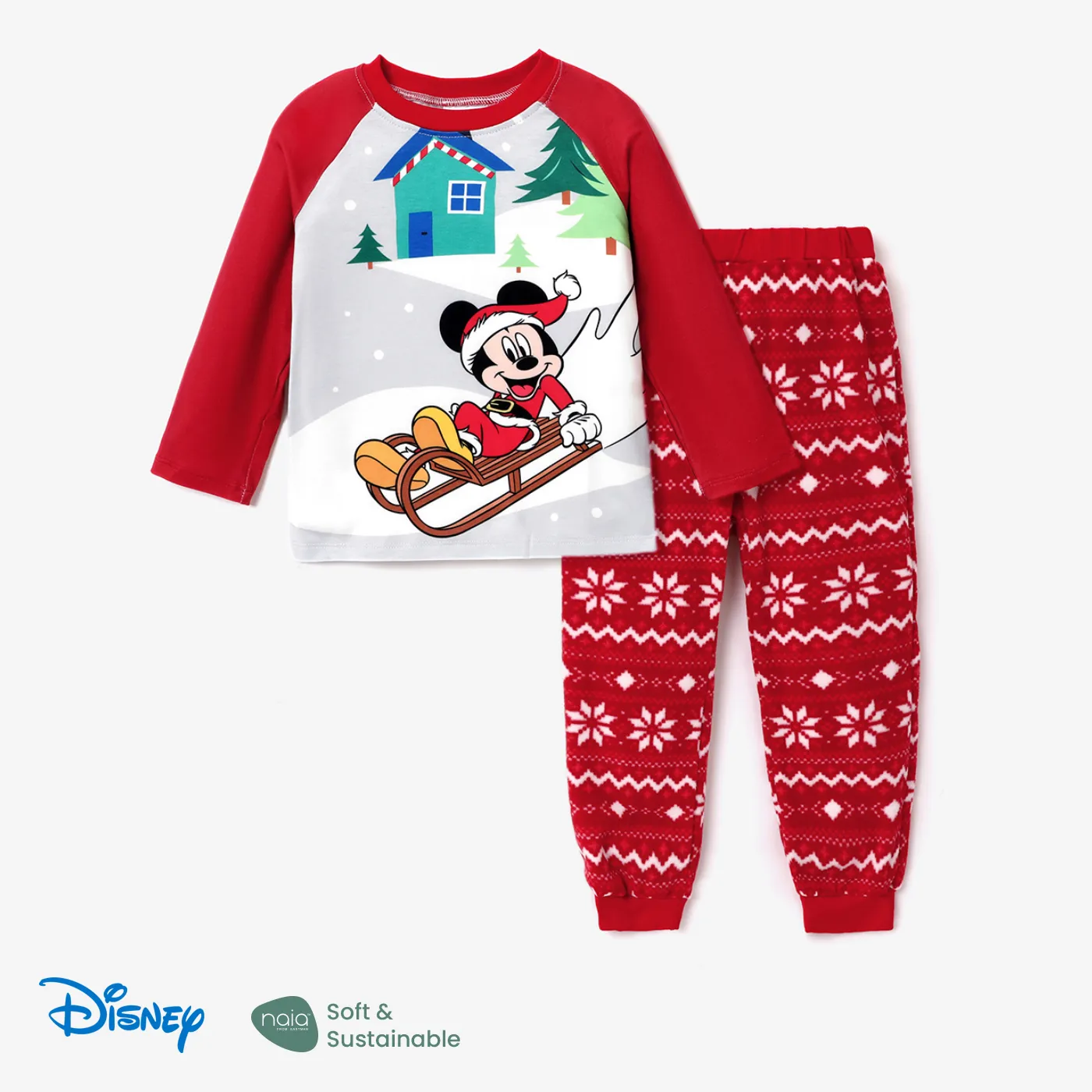 Disney Mickey and Friends Christmas Toddler Boy Character Print Naia™ Long-sleeve Sweatshirt and Polarfleece Pants Sets
