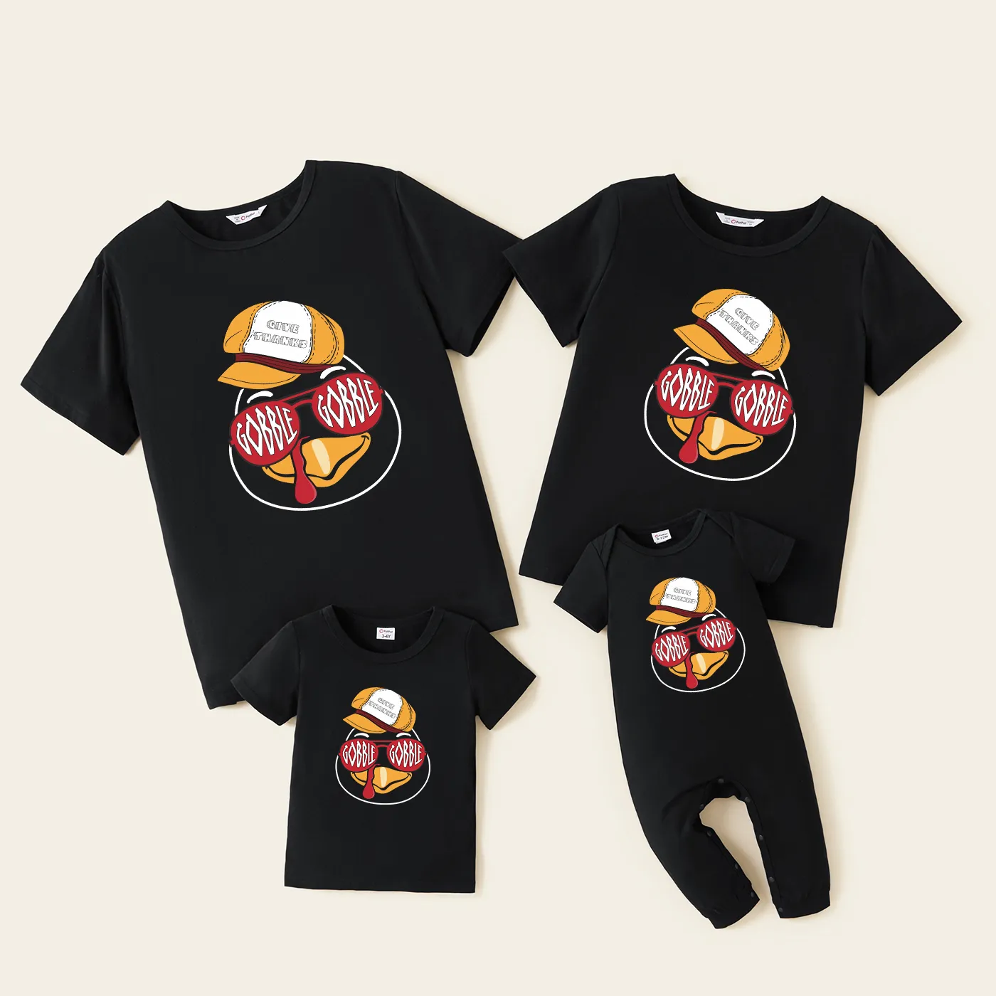 Thanksgiving Family Matching Turkey Print Cotton Short-sleeve Tops