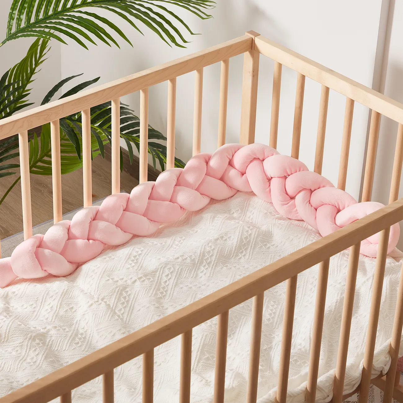 防撞設計的嬰兒床保險杠 粉色 big image 1