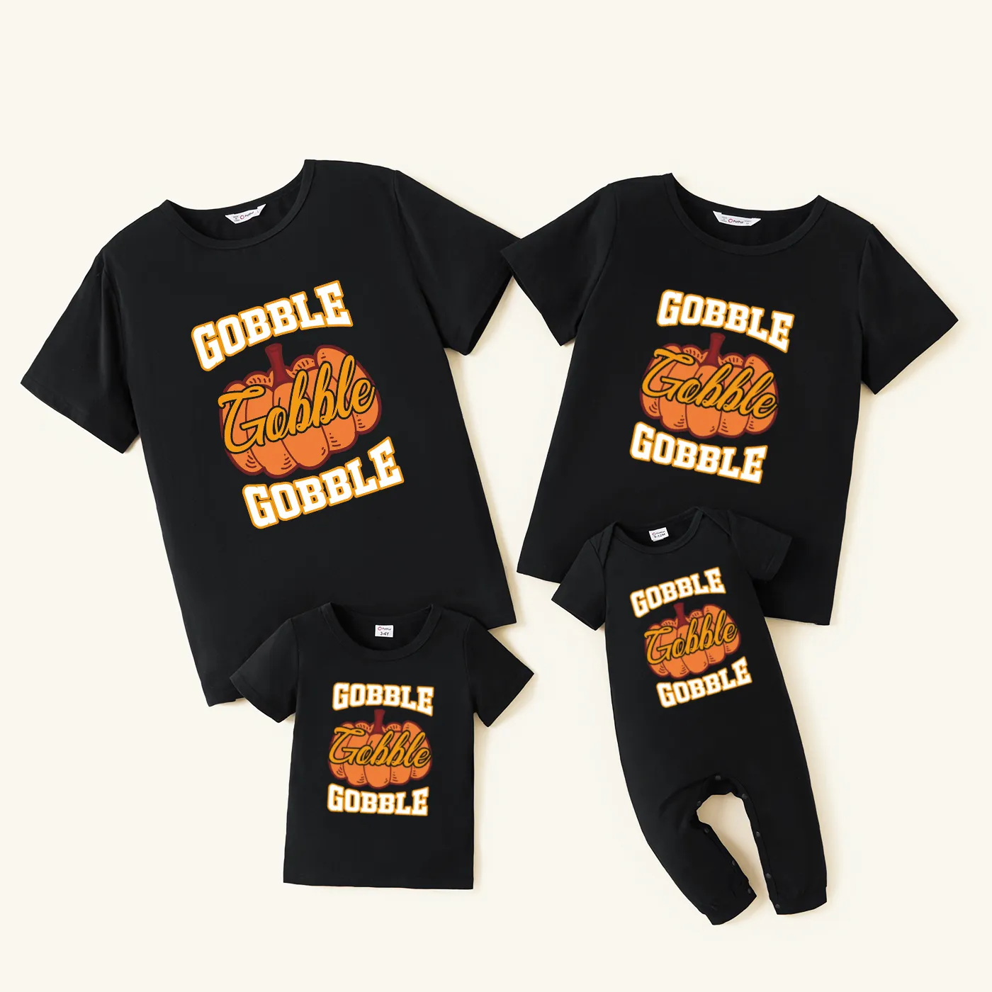 Thanksgiving Family Matching Cotton Pumpkin Print Short-sleeve Tops
