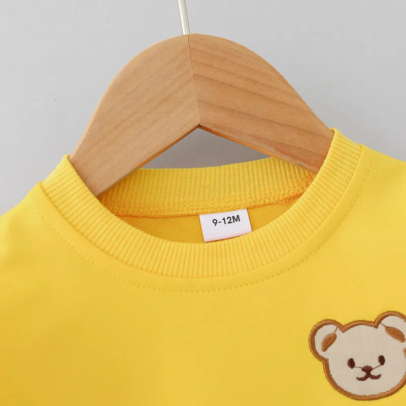 2pcs Kid Girl/Boy Solid Bear Pattern Sweatshirt Set  image 3