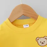2pcs Kid Girl/Boy Solid Bear Pattern Sweatshirt Set Yellow image 3