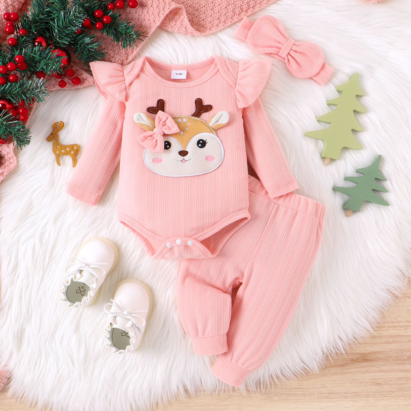 

2PCS Baby Girl Sweet 3D Fox Top/ Solid Pant Set