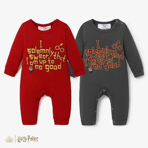 Harry Potter Baby Boy Alphabet Spell Graphic Print Long Sleeve Jumpsuit 