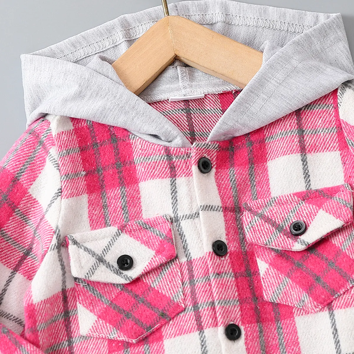 2pcs Baby/Toddler Girl/Boy  Grid Avant-garde Set with Lapel Pink image 4