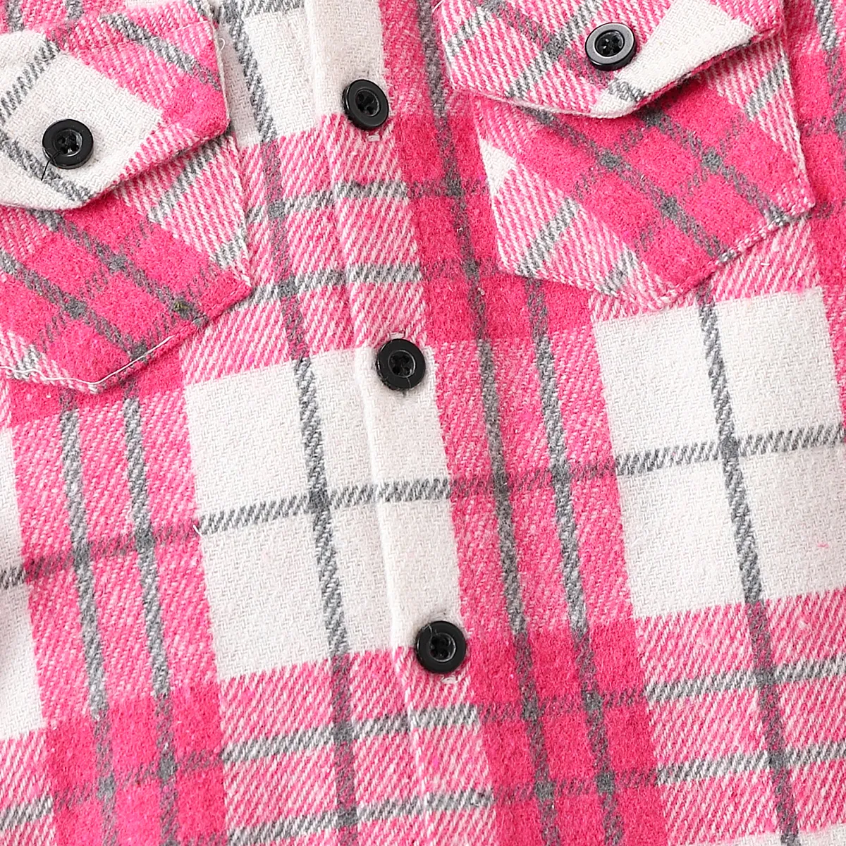 2pcs Baby/Toddler Girl/Boy  Grid Avant-garde Set with Lapel Pink image 5