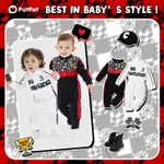 Baby Boy/Girl Bold Color-blocking Sporty Grid/Houndstooth Jumpsuit   image 4